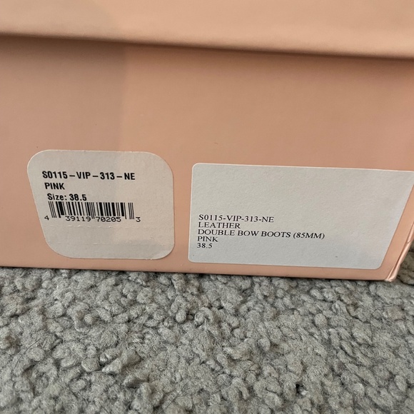 MACH & MACH Pink Leather Double Bow Crystal Bootie - Picture 3 of 11